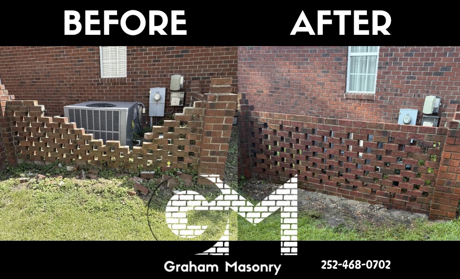 Completed brick fence repair